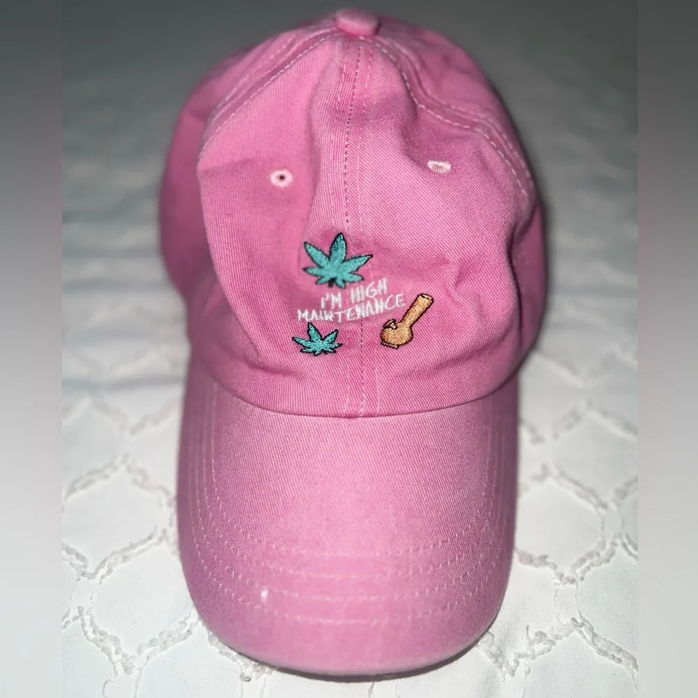NWOT OBSI “High Maintenance” Fun Pink Embroidered Cap